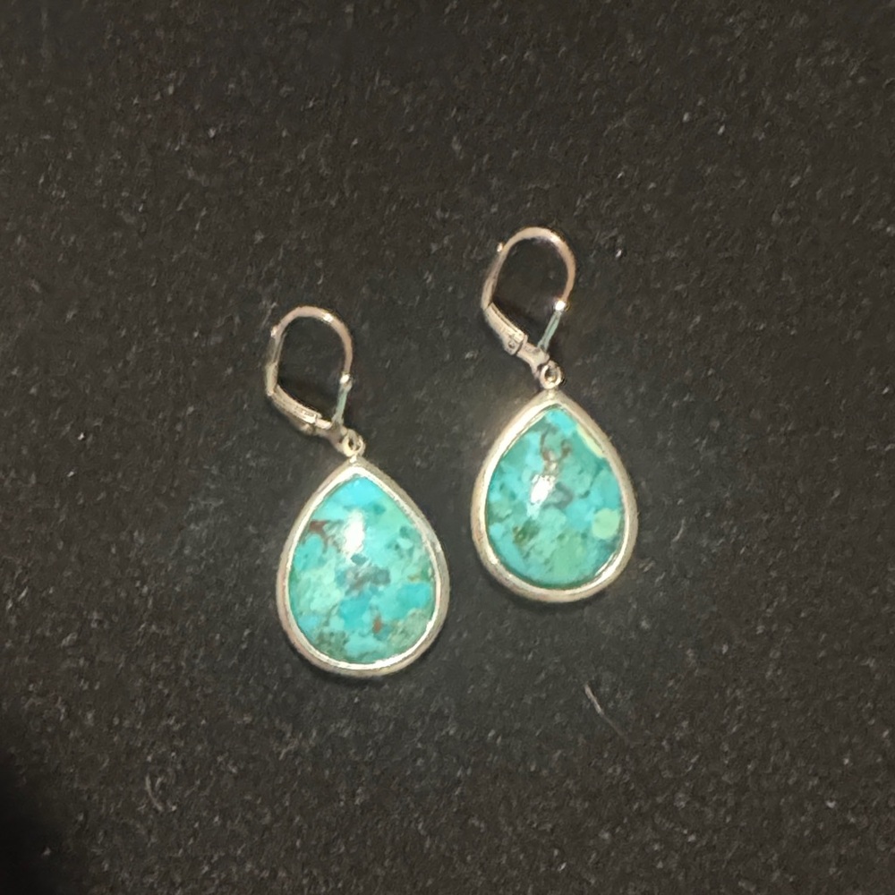 Thailand 925 silver Turquoise Teardrop Earrings